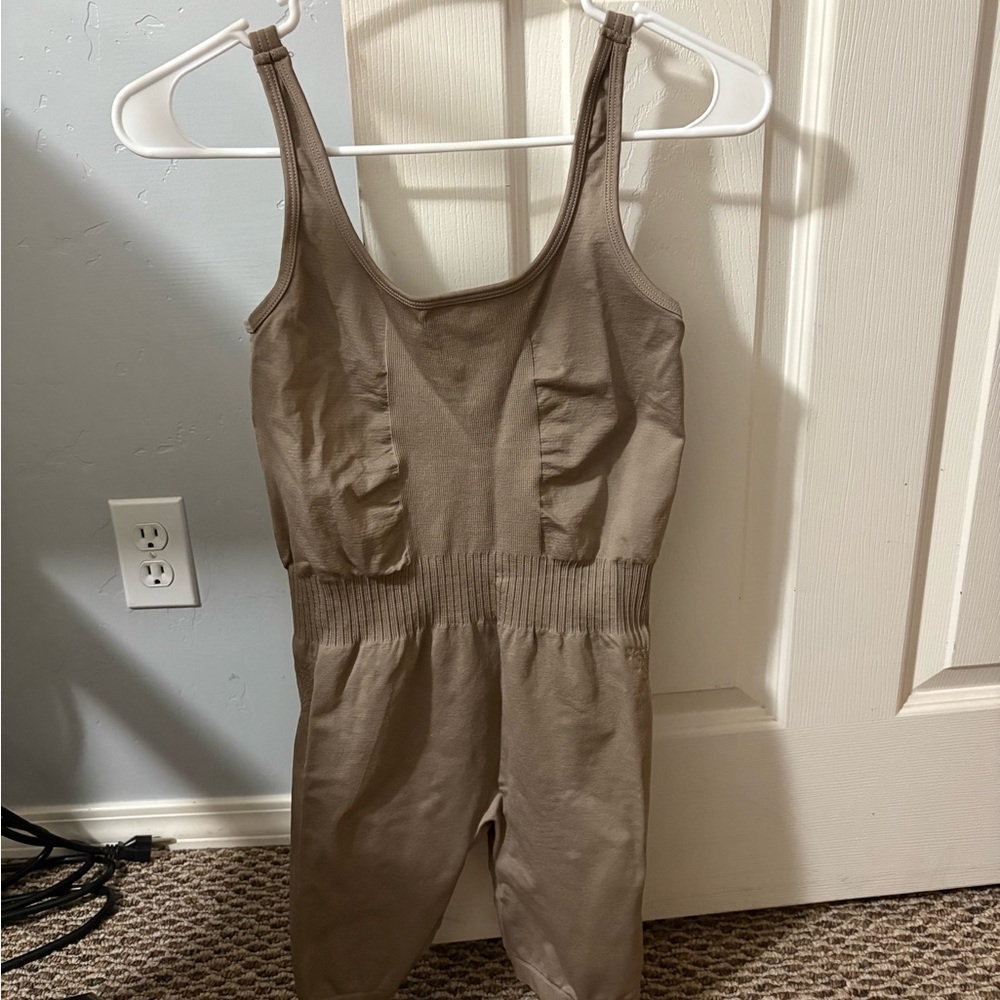 Brown/Taupe 0 to 5 brand Sleeveless Athletic Jumpsuit Open Back